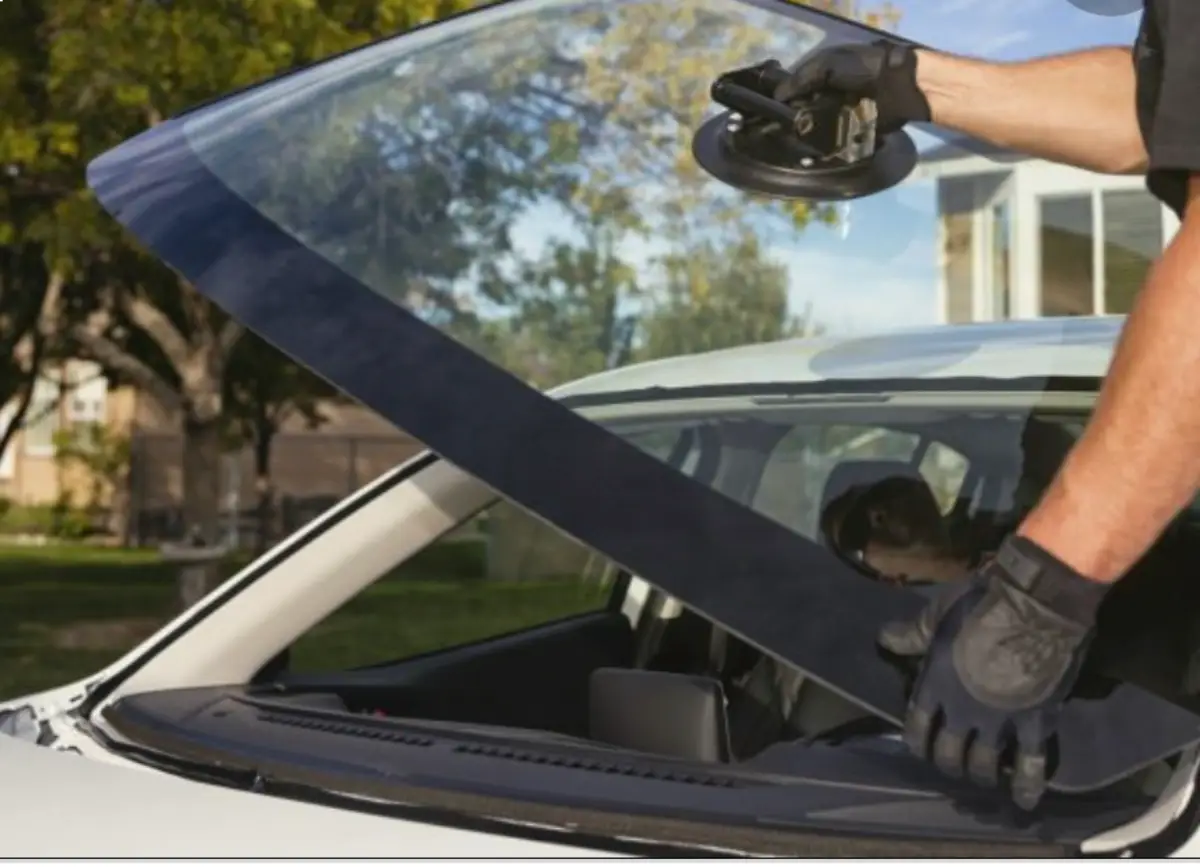 Wet car windshield close-up